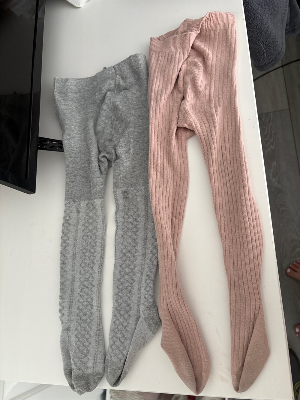 Jamie Kay Pink Ribbed & Gray Cable Knit Kids Tights